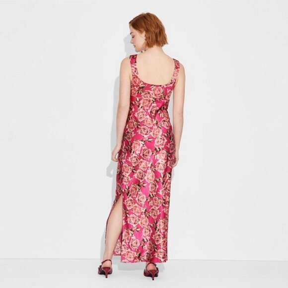 new Size XXS Wild Fable Women's Wide Strap Satin Maxi Bodycon Holiday Dress - Picture 2 of 4